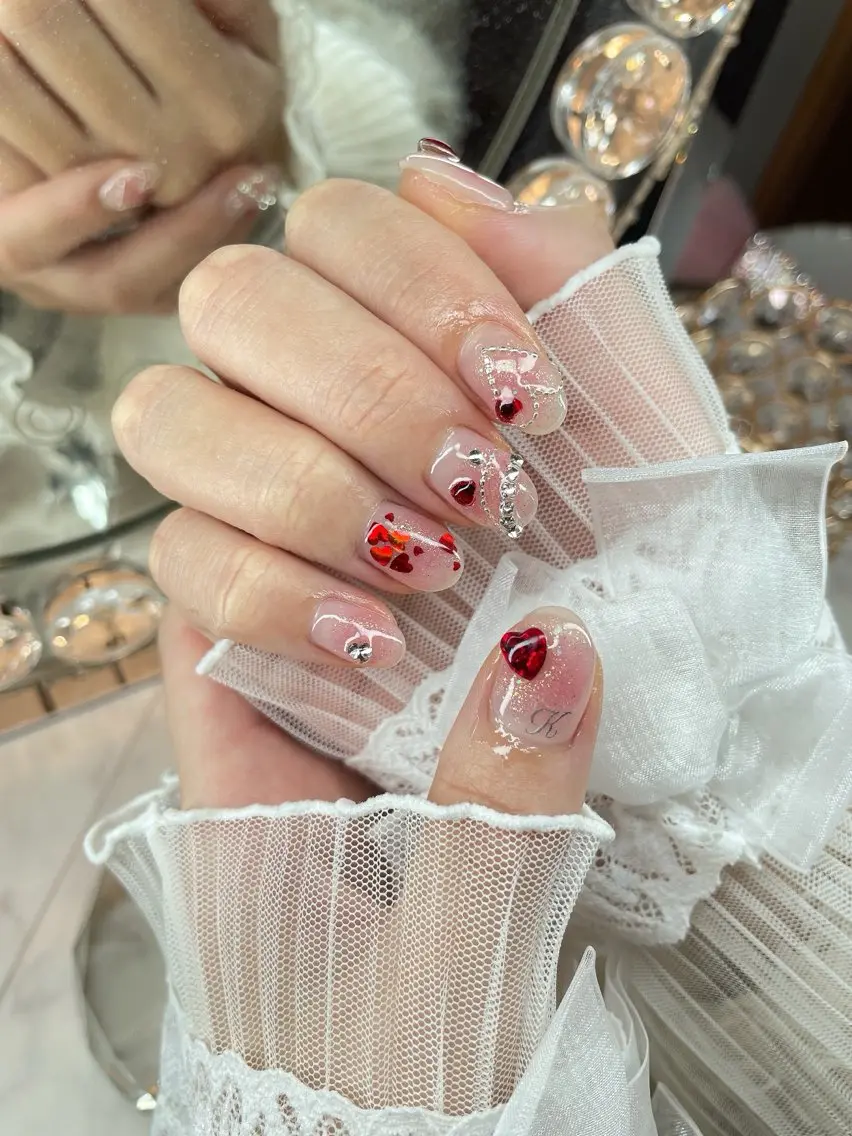 ネイル 24時まで❤︎韓国、 ワンホンネイルのネイルデザイン