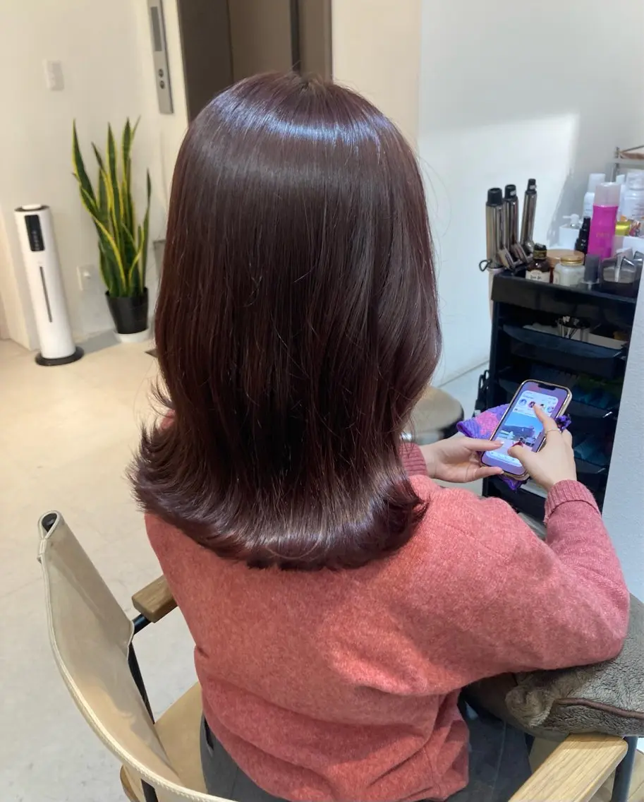 ミディアム カット トリートメント ✨色持ちの良い艶 カラー✨蟹江真世のヘアスタイル