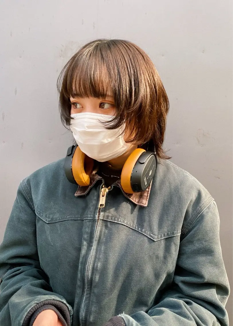 セミロング カラー レイヤーカット ウルフカット レイヤーウルフ エクステ磯部のヘアスタイル