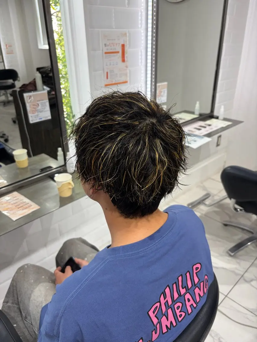 メンズ メンズメッシュ カット ヘアカラー トリートメント 🫧透明感カラー 🫧Aoiのヘアスタイル
