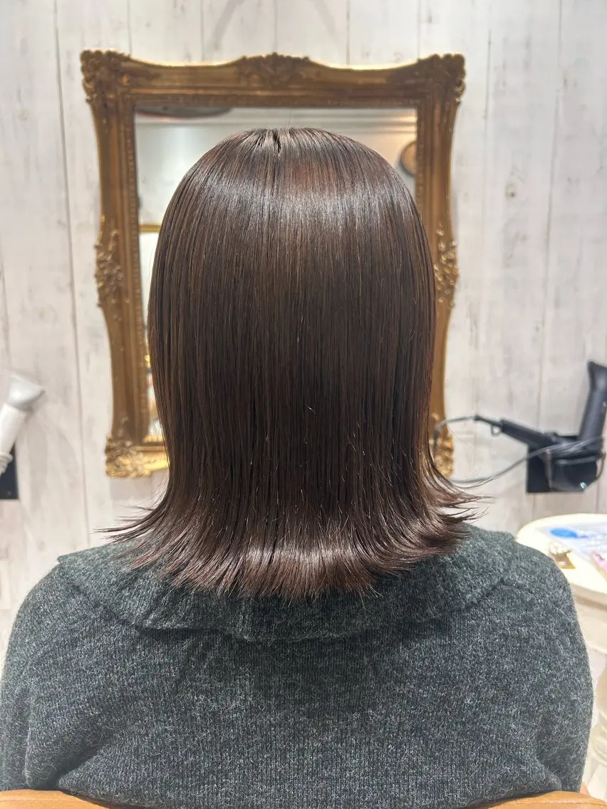 ミディアム カラー ヘアアレンジ ブラウンカラー マロンブラウン re view 日和のヘアスタイル
