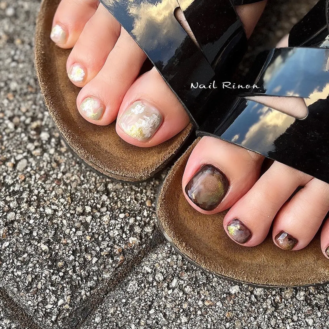 ネイル ニュアンスネイル フットネイル Nail Rinonのネイルデザイン