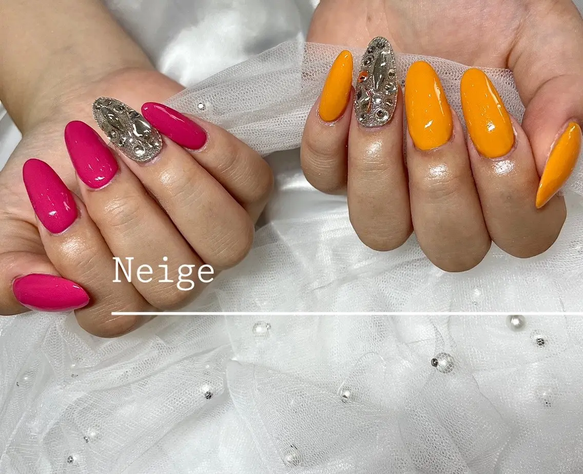 ネイル 長さ出し ハンドネイル Neige‪𓂃ai ＊梅津 / 松尾のネイルデザイン