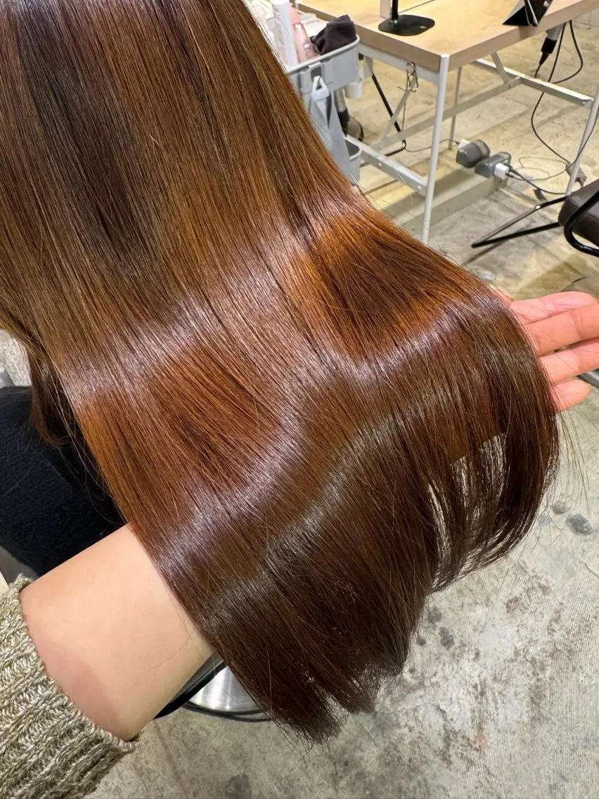ロング トリートメント 透明感カラー／ パーマ／まりなのヘアスタイル