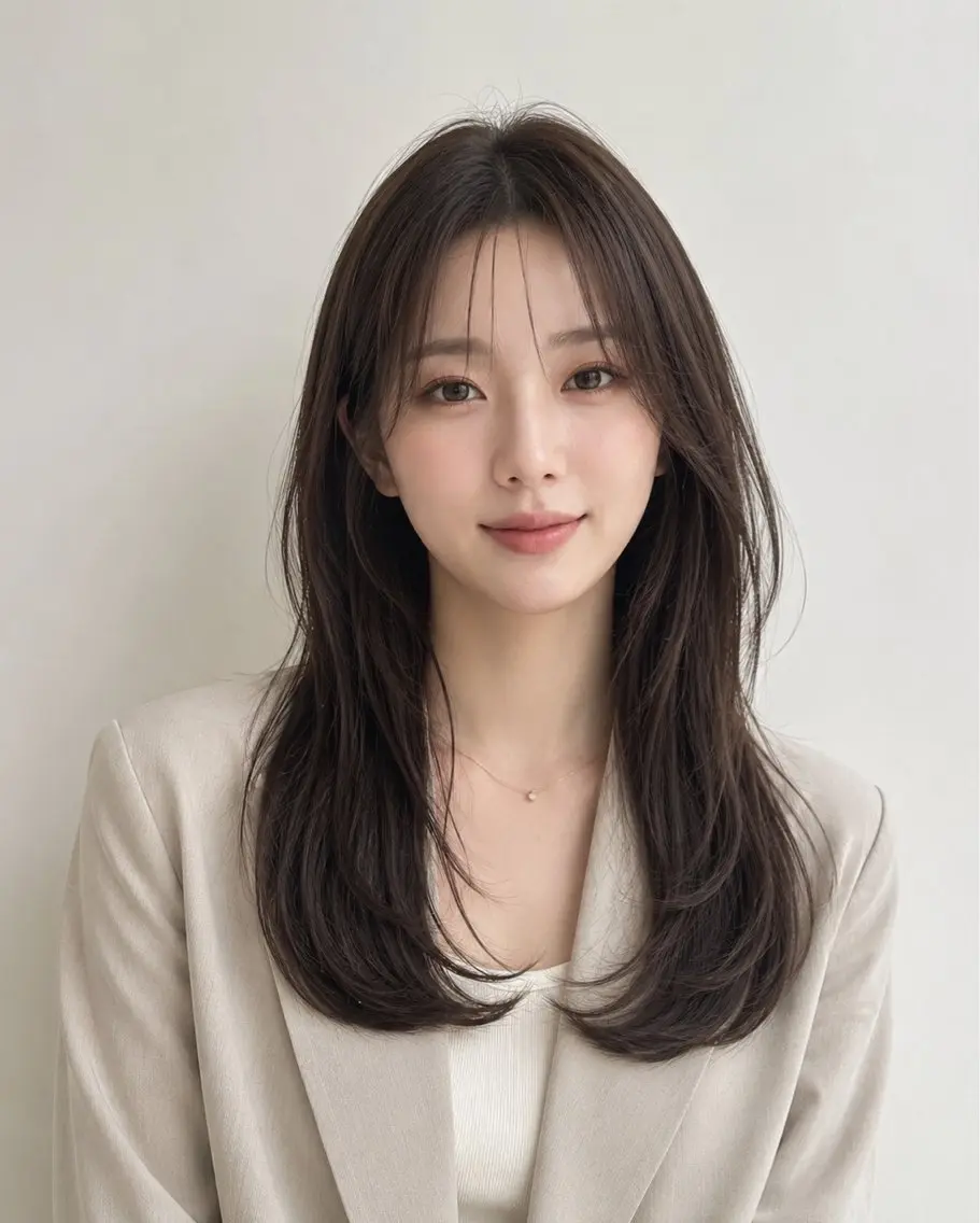 ロング カラー 顔周りカット レイヤーカット カット ヘアカラー トリートメント モテ🤍トレンドヘア /新宿/ワカナのヘアスタイル