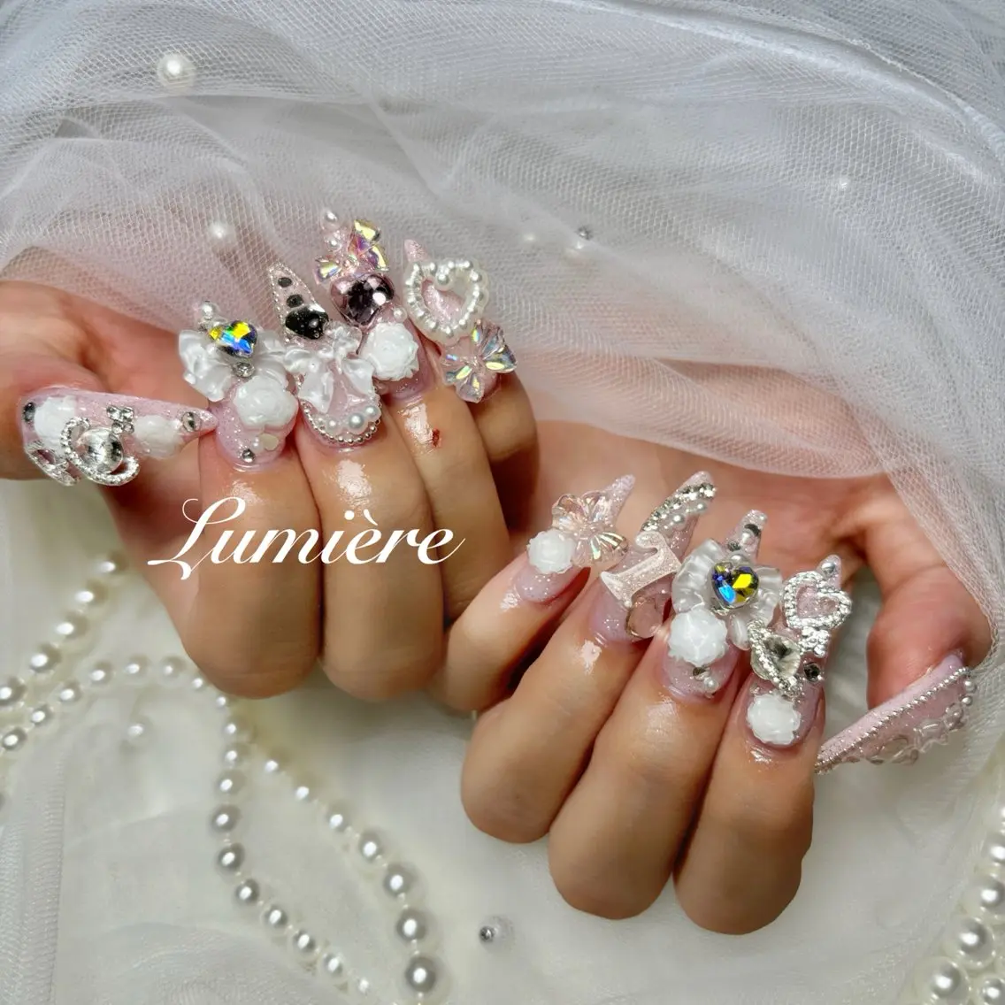 ネイル ロングネイル ハンドネイル Lumière| ロング|ワンホンのネイルデザイン