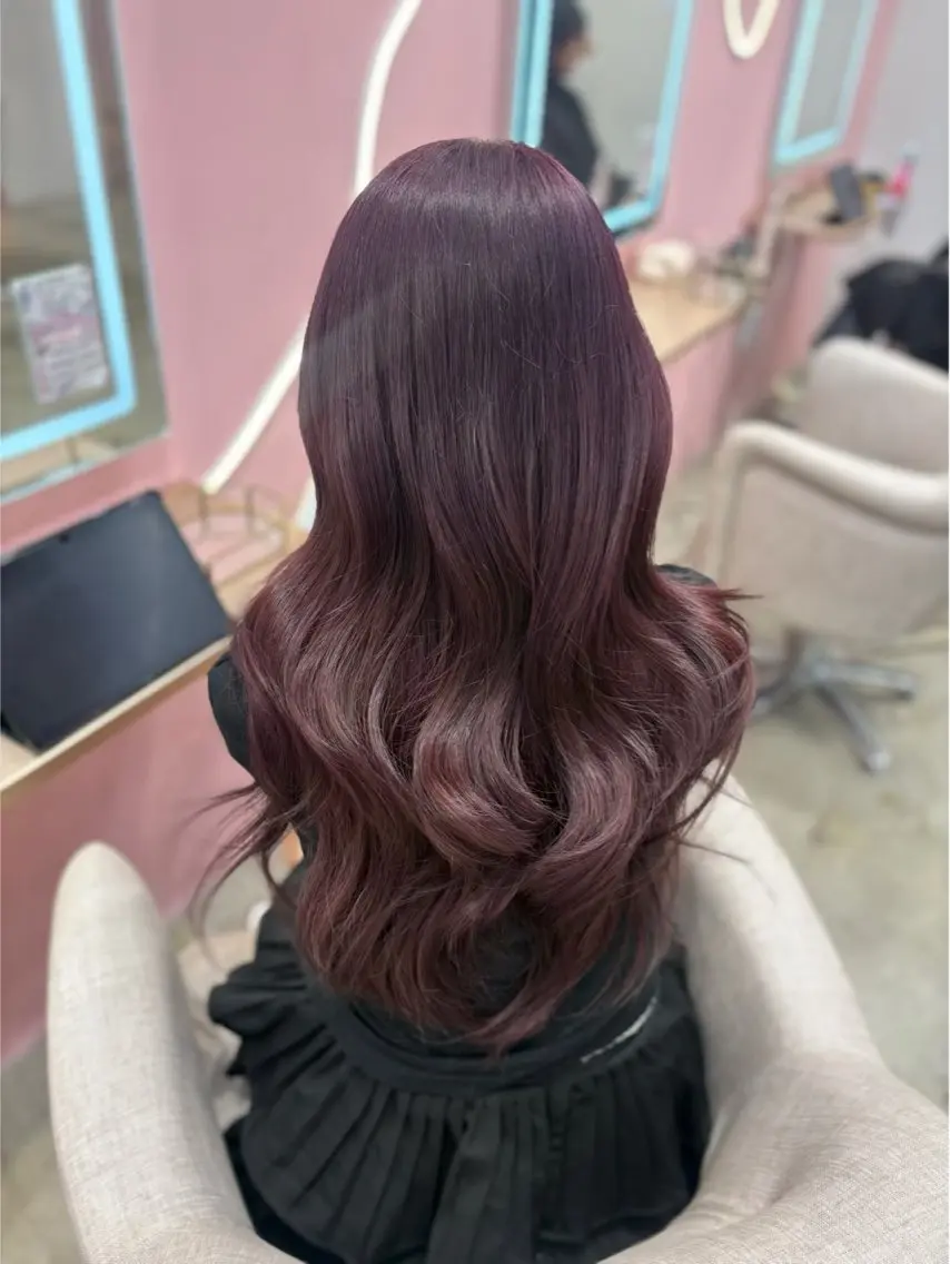 ロング カラー Miu 名古屋カット ミディアム/ピンク髪のヘアスタイル