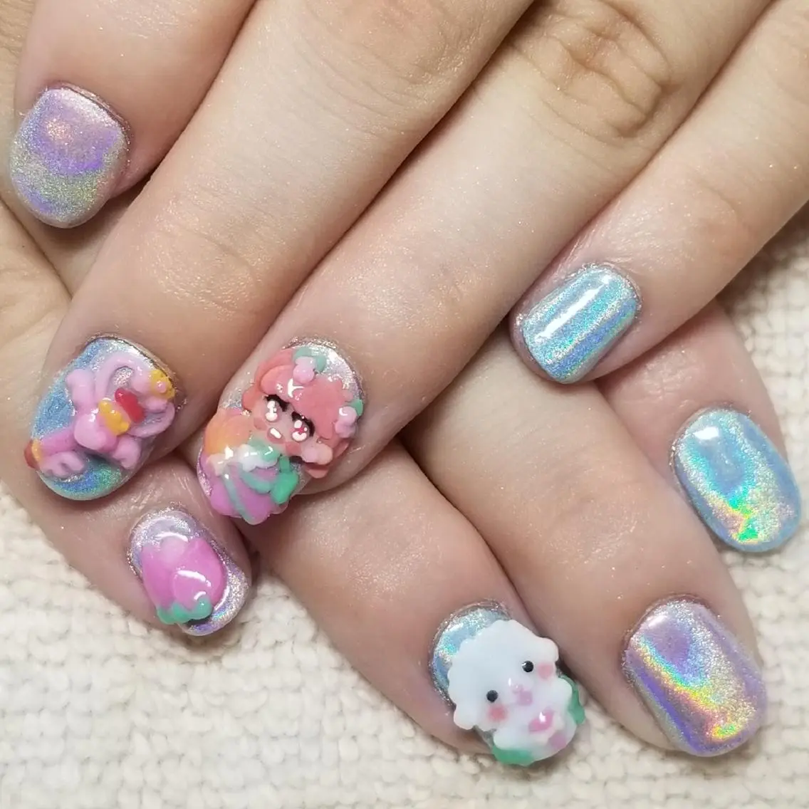 ネイル 水色 ピンク ハンドネイル よしだ ひろきのネイルデザイン