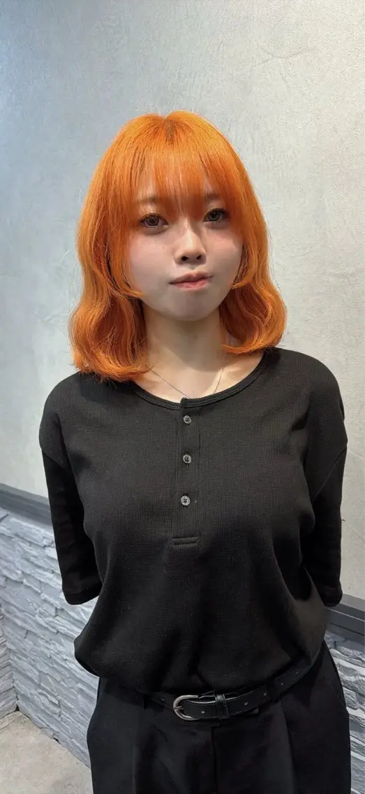 ミディアム ヘアカラー 渡里 優菜のヘアスタイル