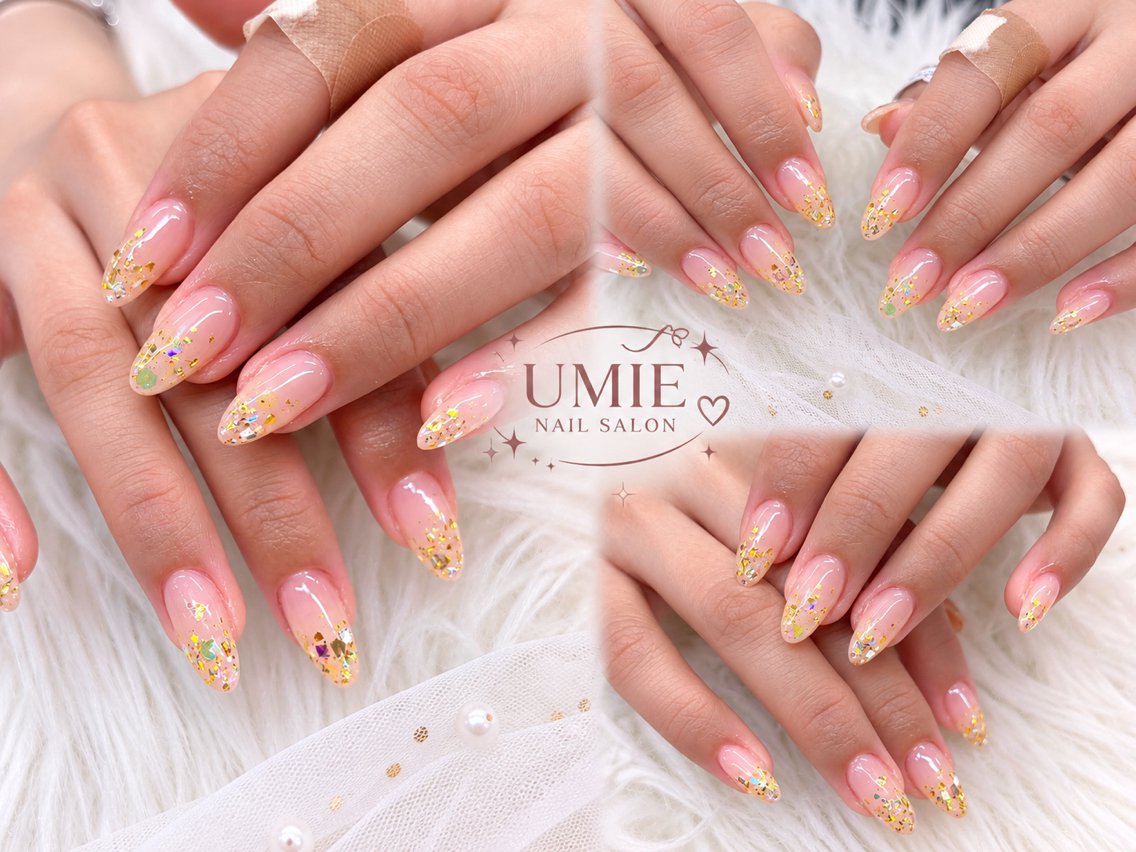 ネイル フットネイル フレンチネイル ジェルネイル ガラスフレンチ マグネットネイル ハンドネイル UMIE NAIL SALONのネイルデザイン