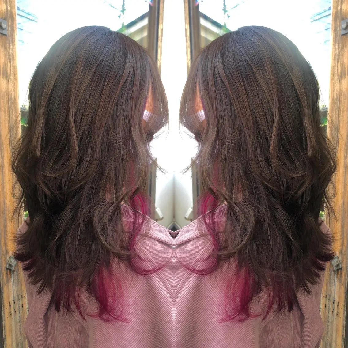 ロング カラー イヤリングカラー ヘアカラー 堀口 彩佳のヘアスタイル