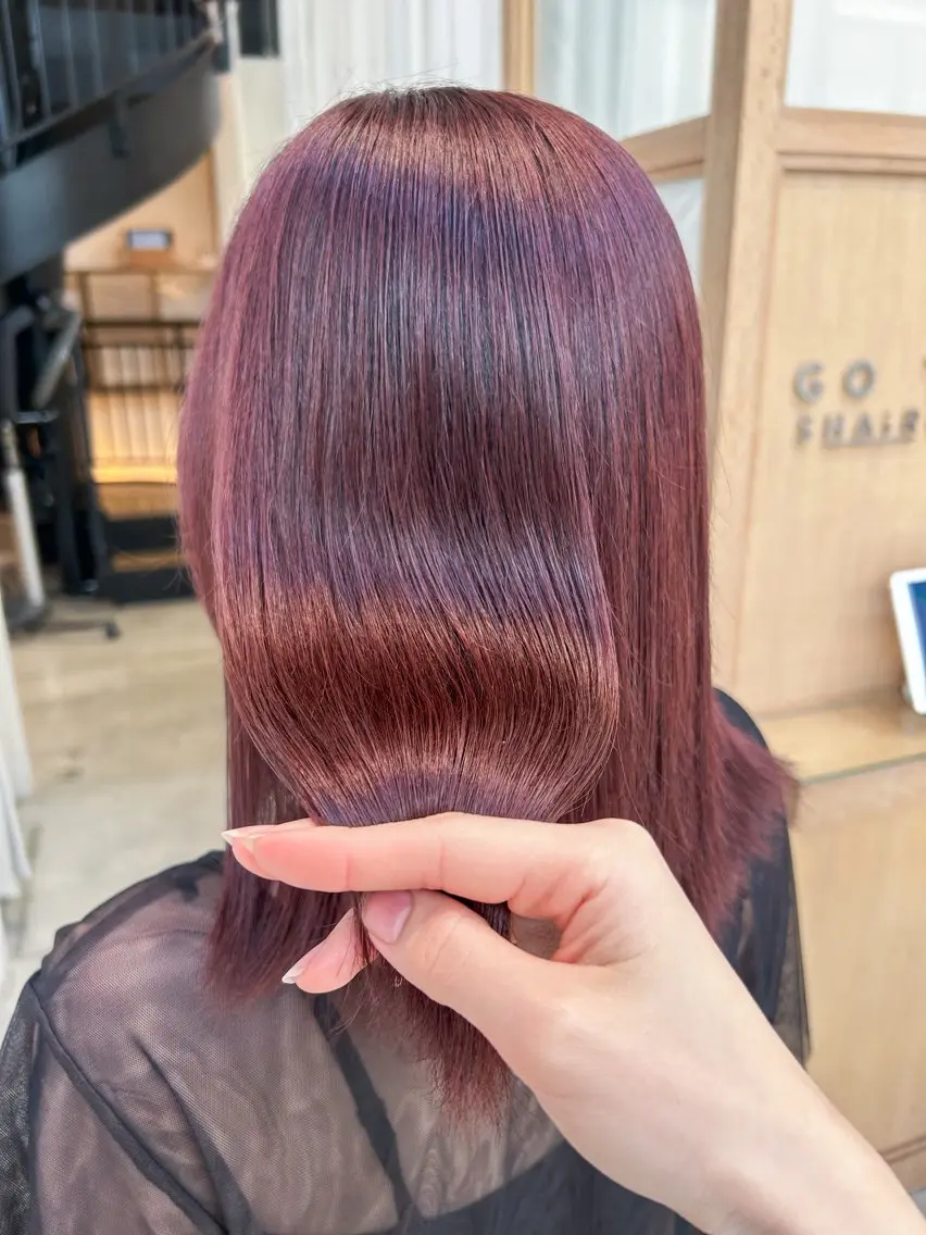 ミディアム カラー ヘアアレンジ カット ヘアカラー トリートメント yuka .のヘアスタイル