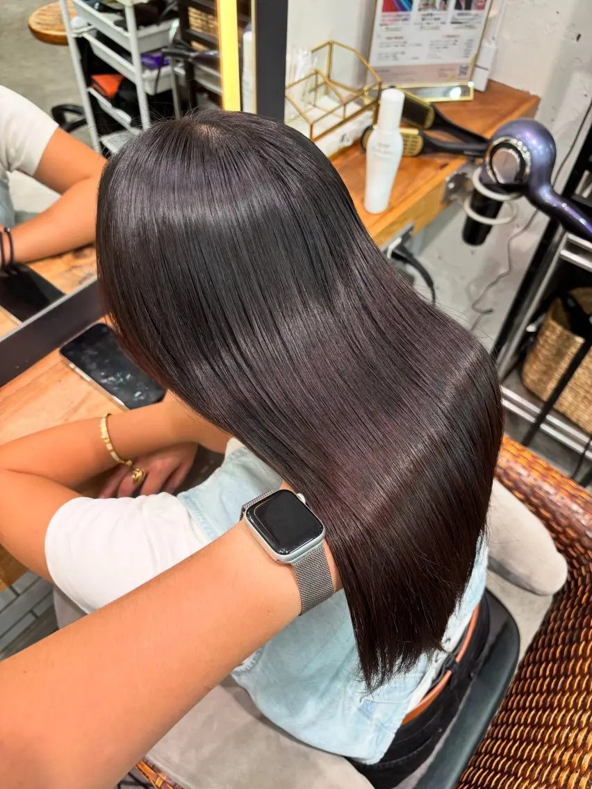 ロング 髪質改善 縮毛矯正 トリートメント 似合う赤み消しカラー ＊こうき［恵比寿］のヘアスタイル