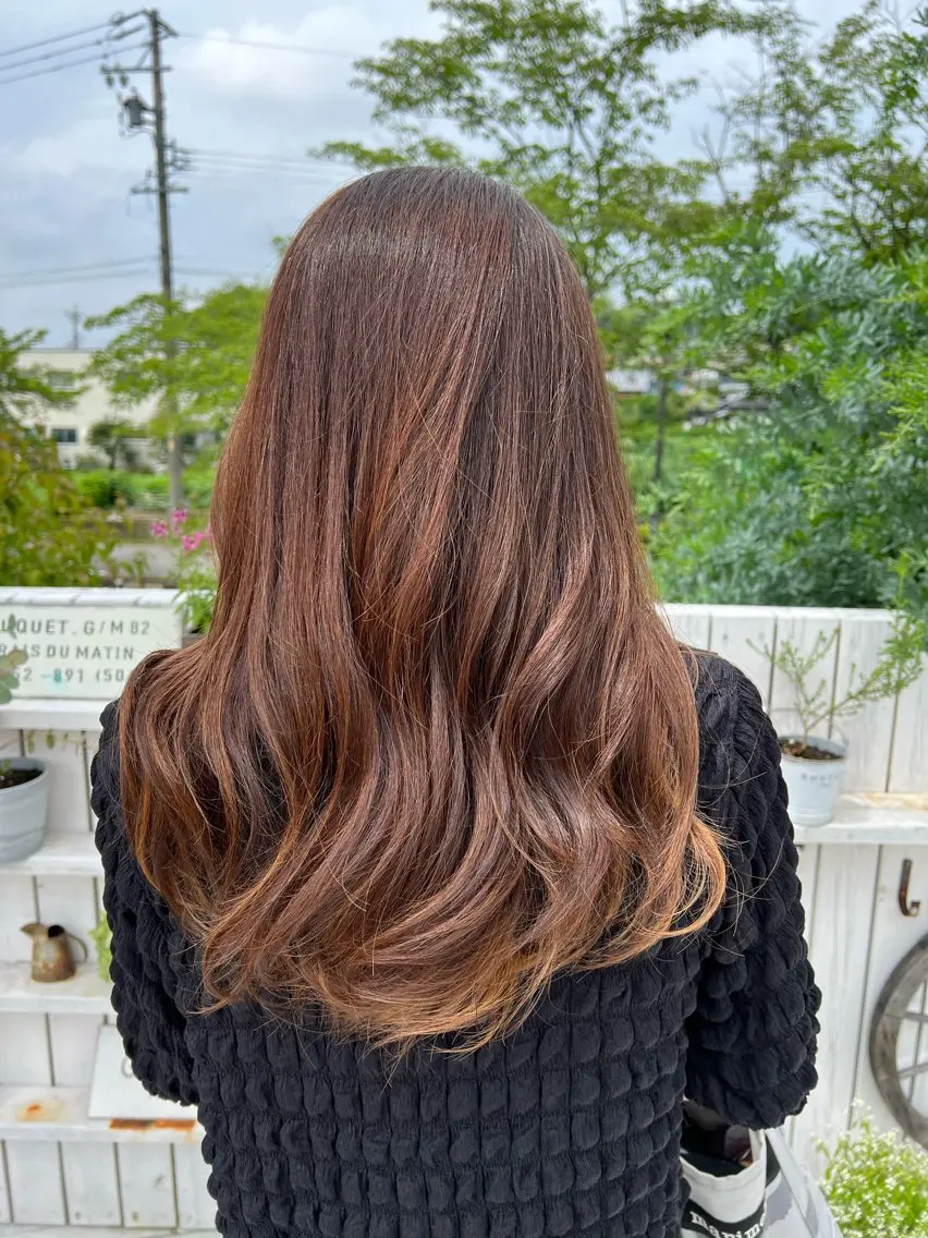 ロング カラー ハイライトカラー ハイライト むらたナチュラルパー マ🌀透明感カラーのヘアスタイル