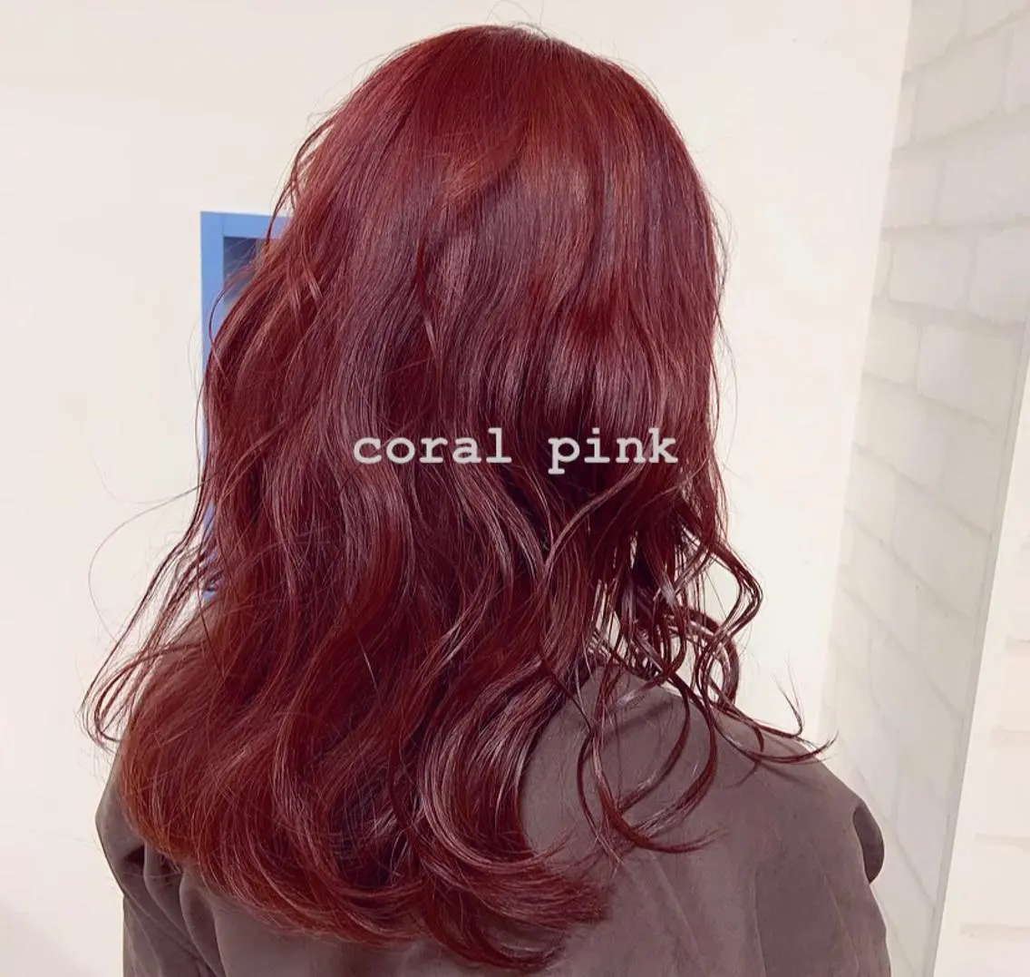 セミロング カラー ピンクカラー 韓国✖️網紅🖤 パーマYURIYAのヘアスタイル