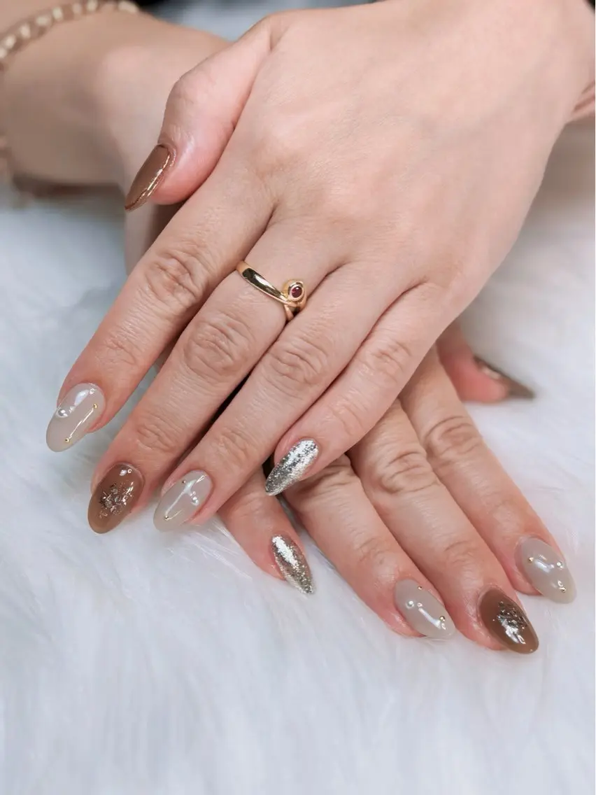 ネイル フレンチネイル ジェルネイル 韓国ネイル ロングネイル マグネットネイル nail sideraのネイルデザイン