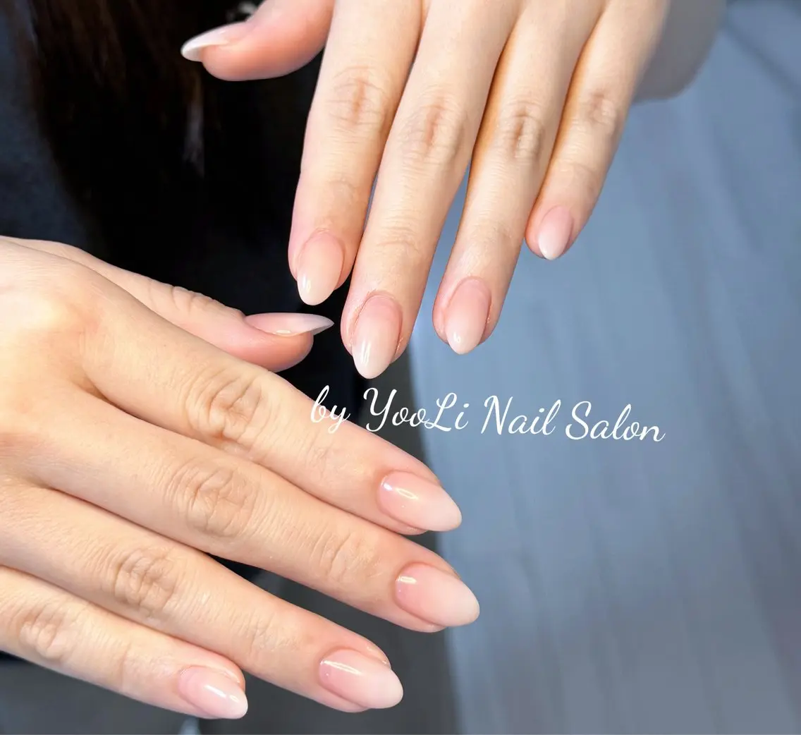 ネイル アートネイル オーロラネイル チークネイル フレンチネイル ガラスフレンチ ハンドネイル 🎀🎀YooLi Nail Salonのネイルデザイン