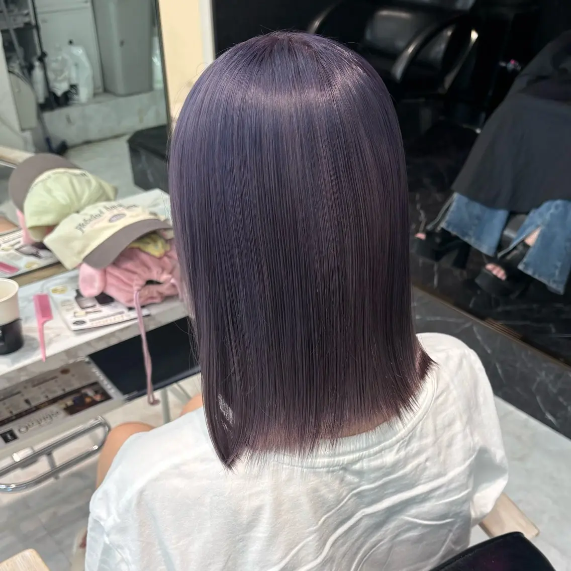 ロング カラー ラベンダーカラー カット ヘアカラー トリートメント ヘアセット 色落ち綺麗🩰ハイ トーン🎀RINKAのヘアスタイル