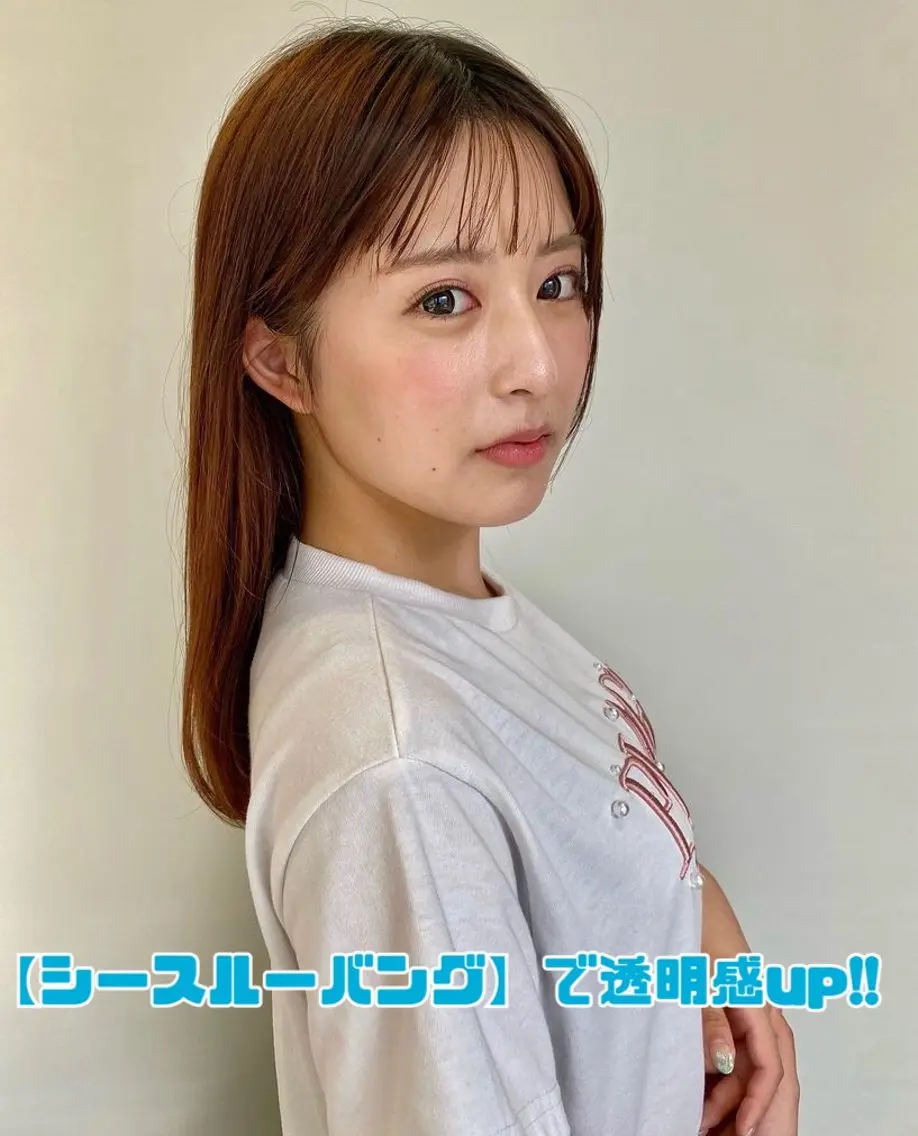ロング カラー パーマ 透明感カラー シースルーバング 小顔カット 似合わせ✨透明感🫧 佐藤優斗のヘアスタイル