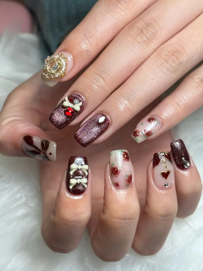 ネイル キラキラネイル 韓国ネイル マグネットネイル 夏ネイル ワンホンネイル ハンドネイル Sully Nail Labのネイルデザイン