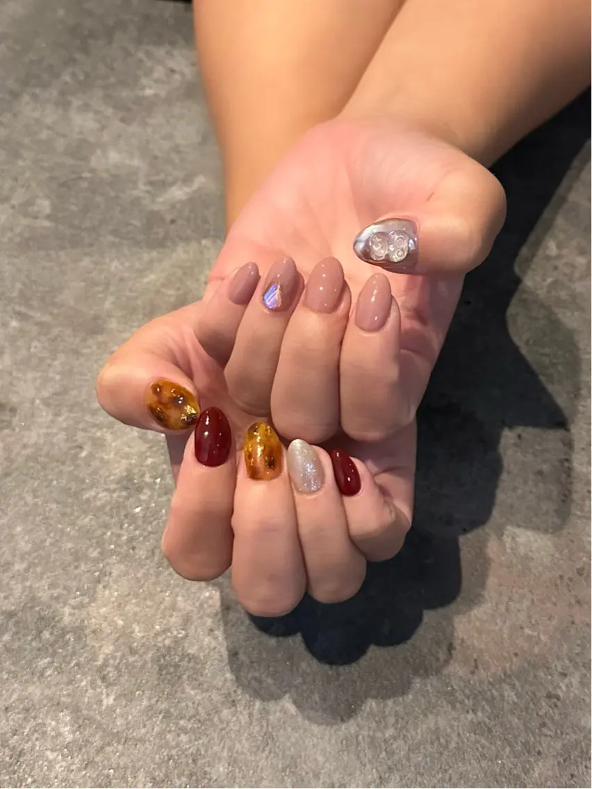 ネイル フラワーネイル 大理石ネイル(マーブル) ニュアンスネイル シンプルネイル 夏ネイル nail salon amanoのネイルデザイン