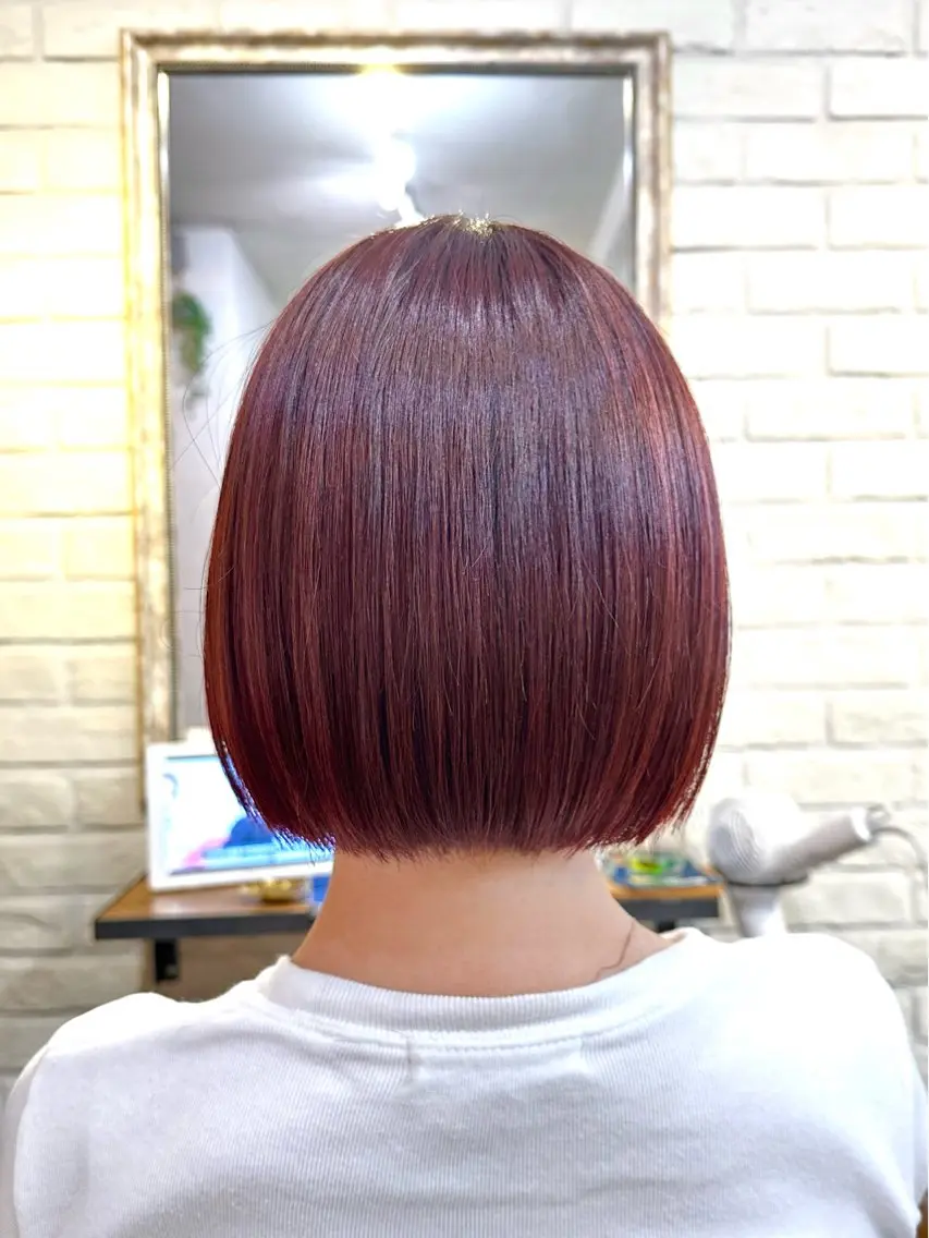 ショート カラー ブリーチ ブリーチなしカラー ピンクカラー レッドカラー ✨透明感カラー🌱 上村 舜のヘアスタイル