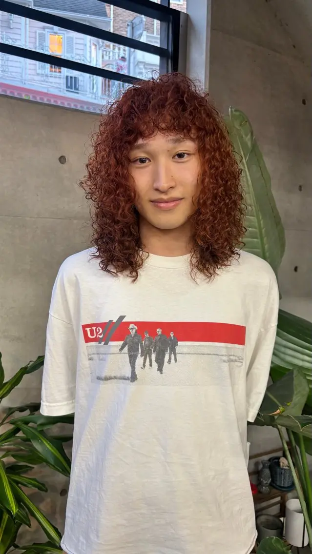 カラー ブリーチ ダブルカラー ブリーチなしカラー オレンジ パーマ/暖色カラー /ヒナノのヘアスタイル
