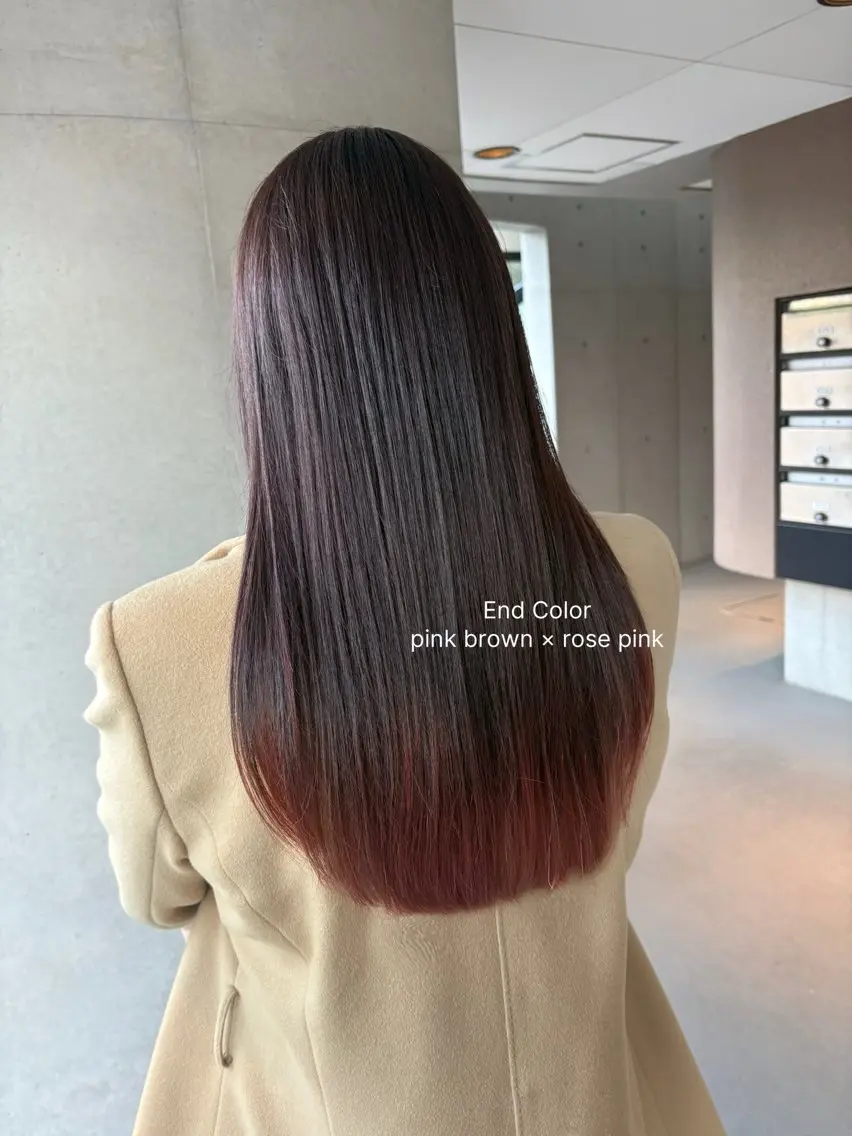ロング カラー ブリーチ ブラウンカラー ピンクカラー ピンクブラウン レナ🧸🤎 アメリシュシュのヘアスタイル