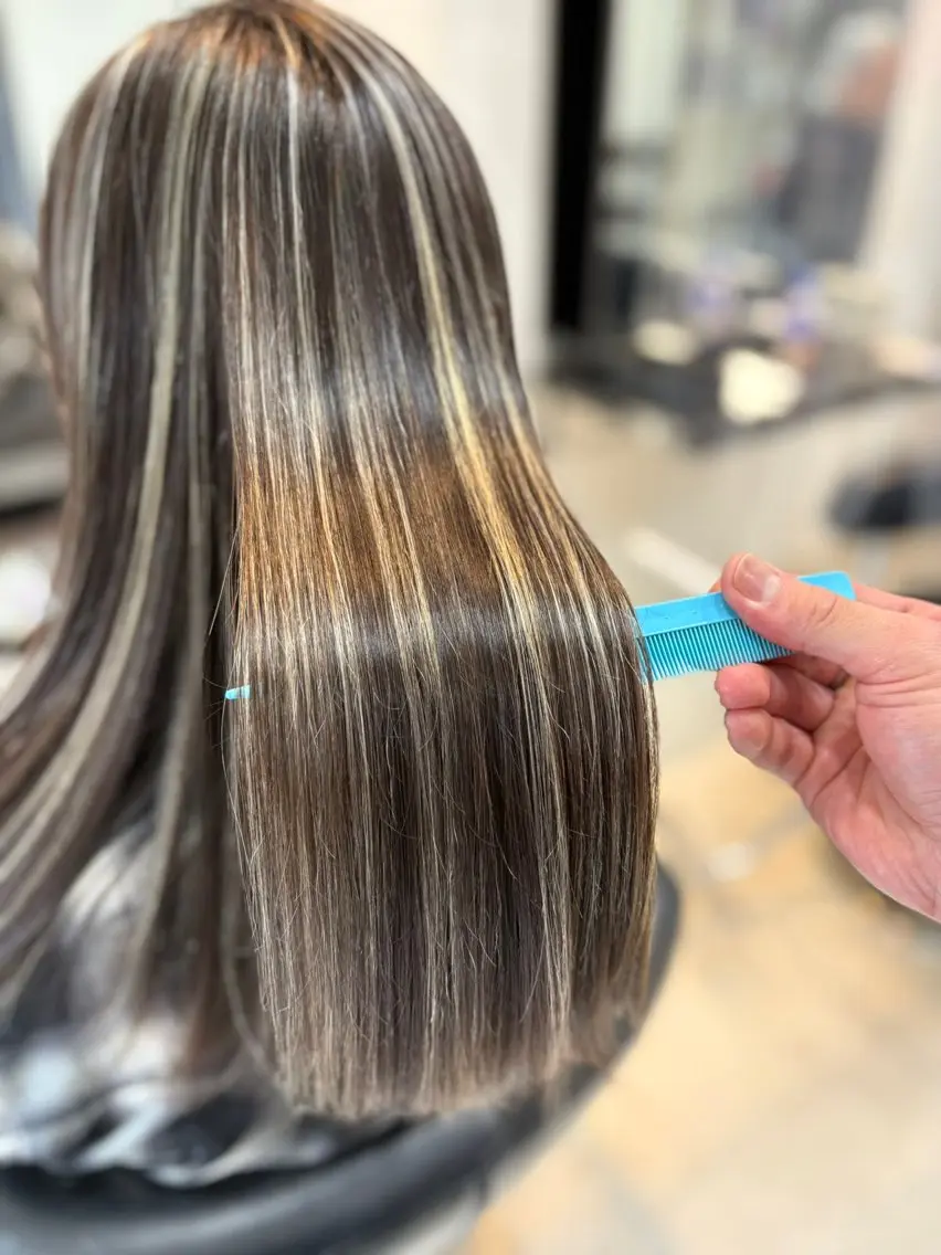 ロング カラー ブリーチ ハイライトカラー ハイトーンカラー シルバー ハイライト 美容室シャルム⭐️ 清水　勇希🩷のヘアスタイル