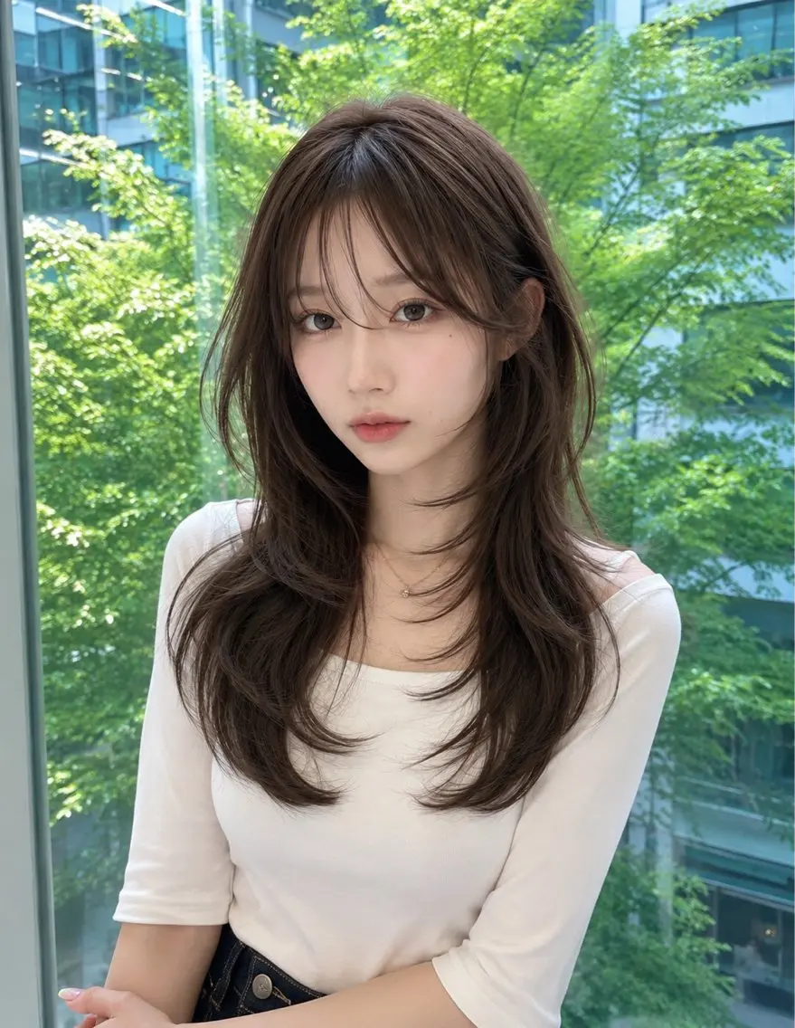 👒結んでも可愛い👒顔まわりレイヤーカット+🫧オージュアTR🫧韓国風の写真