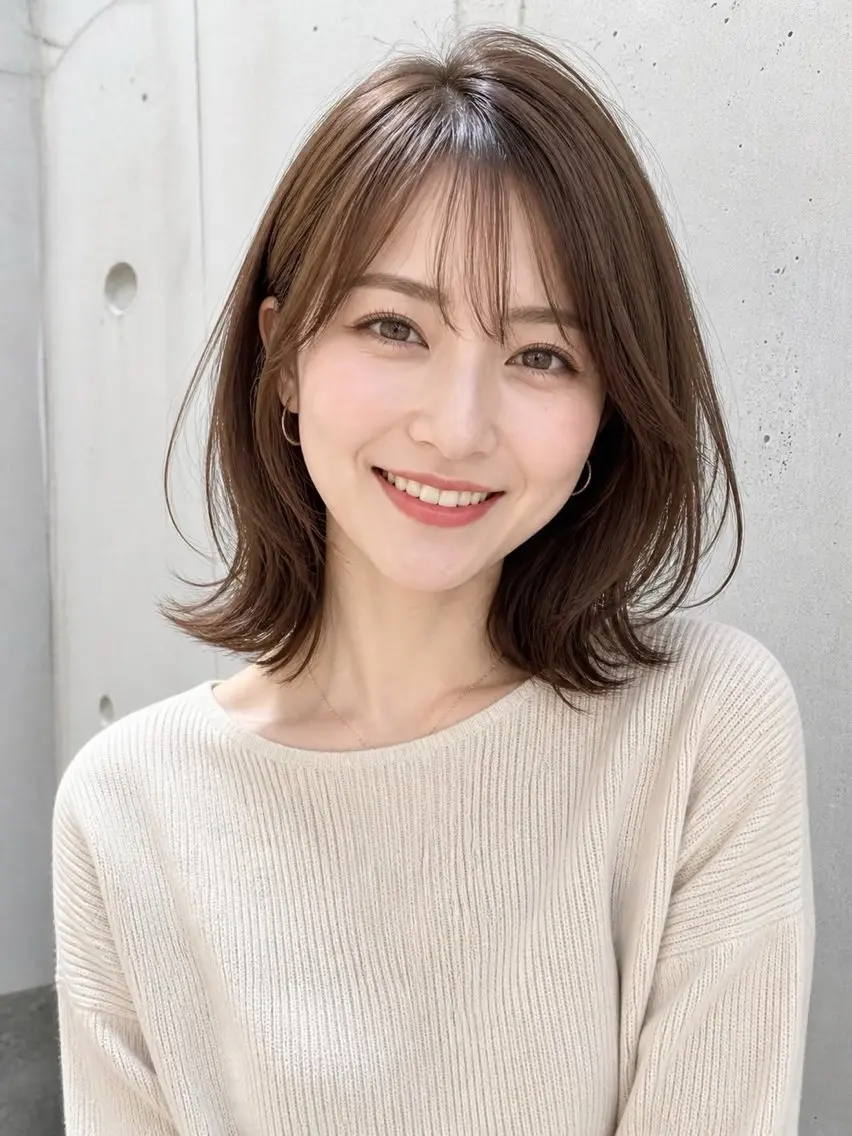 ミディアム カラー カット ヘアカラー 宇梶 千愛のヘアスタイル