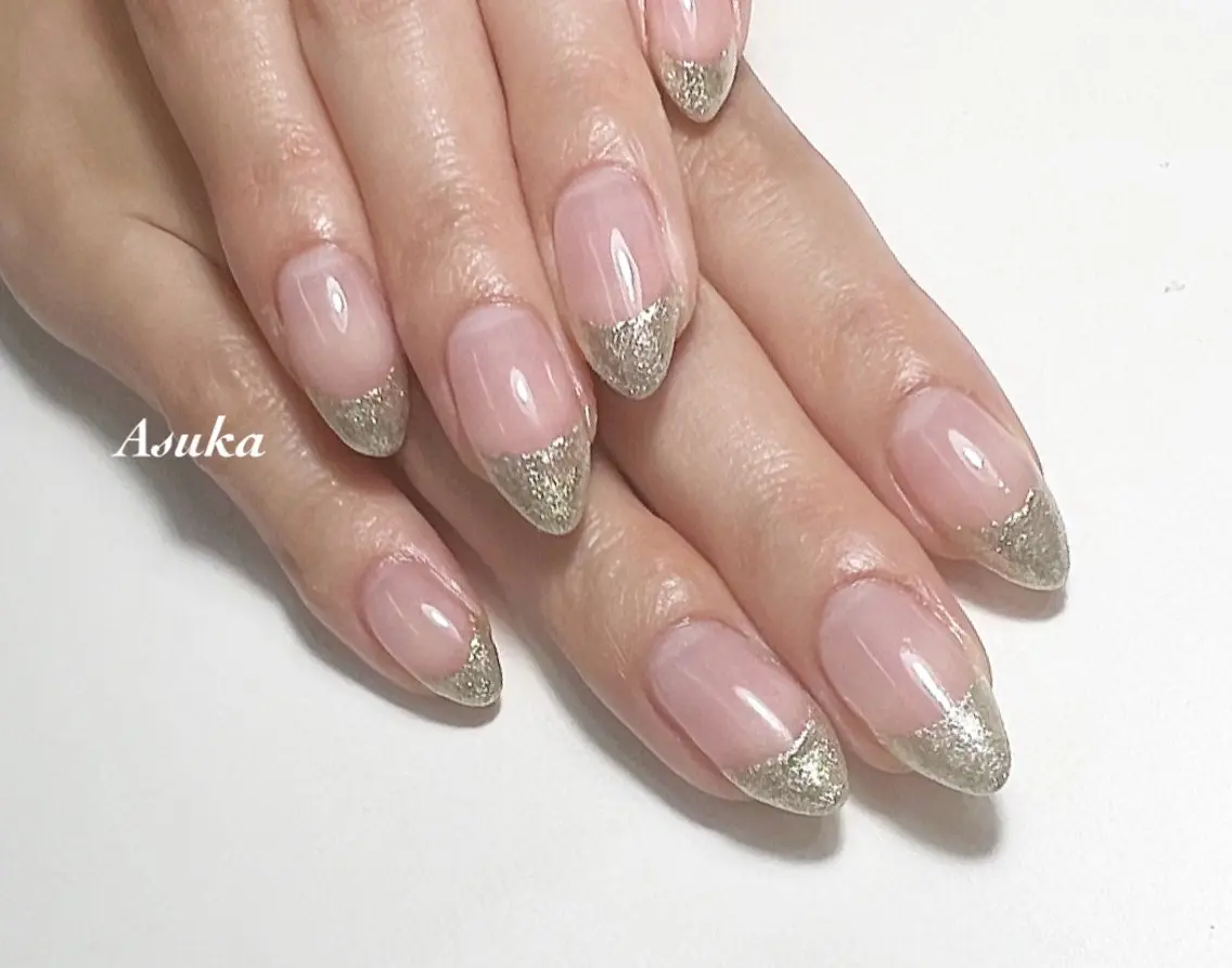 ネイル フレンチネイル ラメ(グリッター) hills nail /Asukaのネイルデザイン