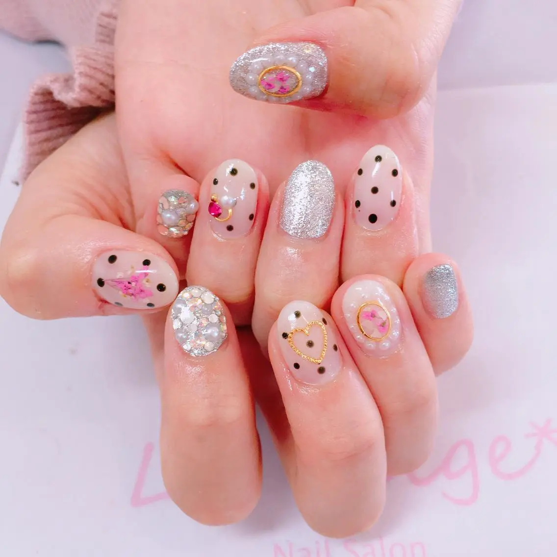 ネイル ハート La neige* yuki 🐩🌙のネイルデザイン