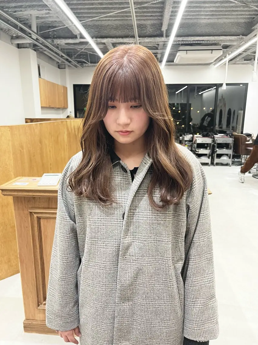 セミロング カラー ヘアアレンジ ブリーチ ダブルカラー ブリーチなしカラー ena/ブリーチなし 透明感・レイヤー🎀のヘアスタイル