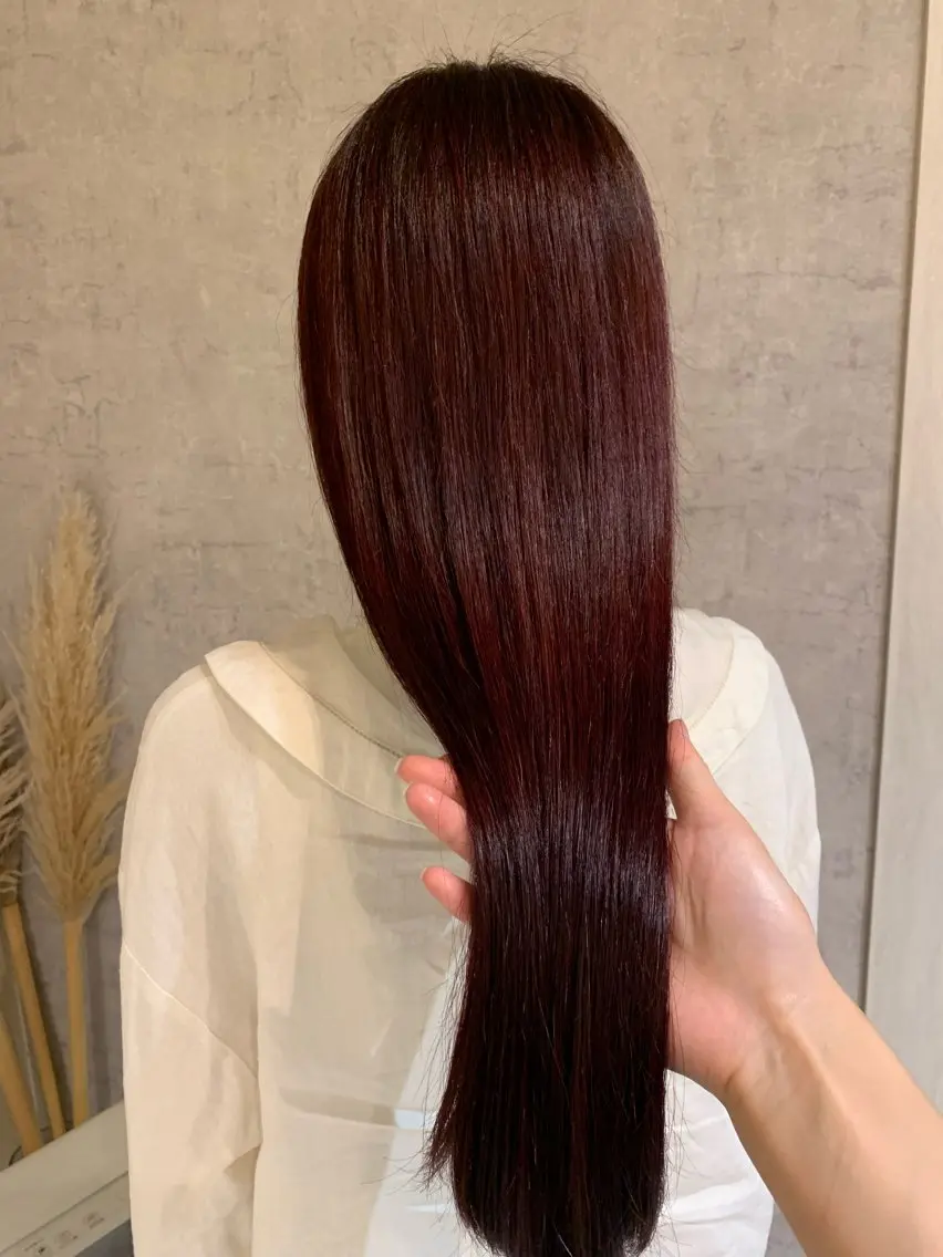 ロング カラー ブリーチ ボルドーカラー ダブルカラー ブリーチなしカラー レッドカラー ヘアカラー トリートメント Yuuki🌷名古屋 栄 カラー/ボブのヘアスタイル