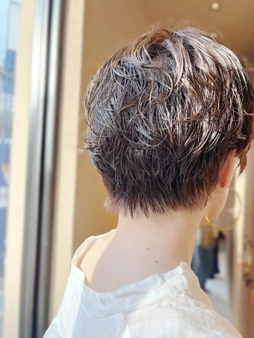 ショート パーマ くびれミディアム/似 合わせ/鎌倉/edAのヘアスタイル