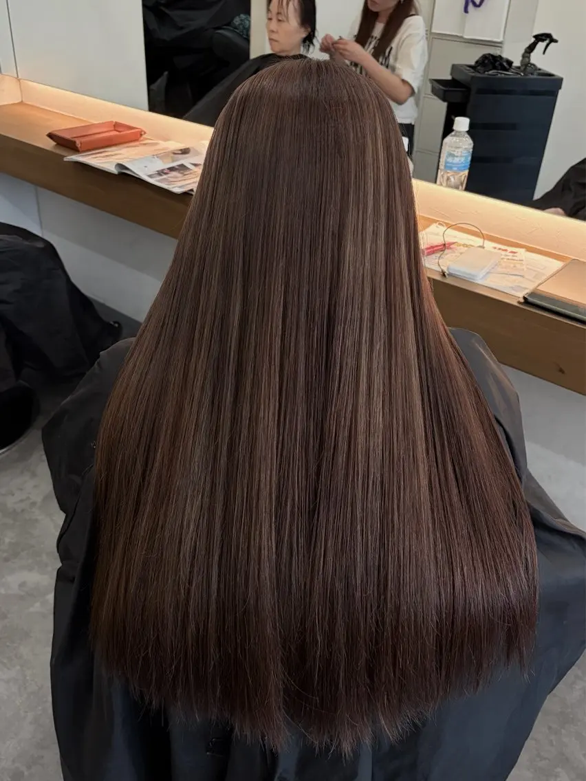 ロング カラー ヘアアレンジ ブラウンカラー マロンブラウン カット ヘアカラー 郡山/透明感カラー /馬場アンドレアのヘアスタイル