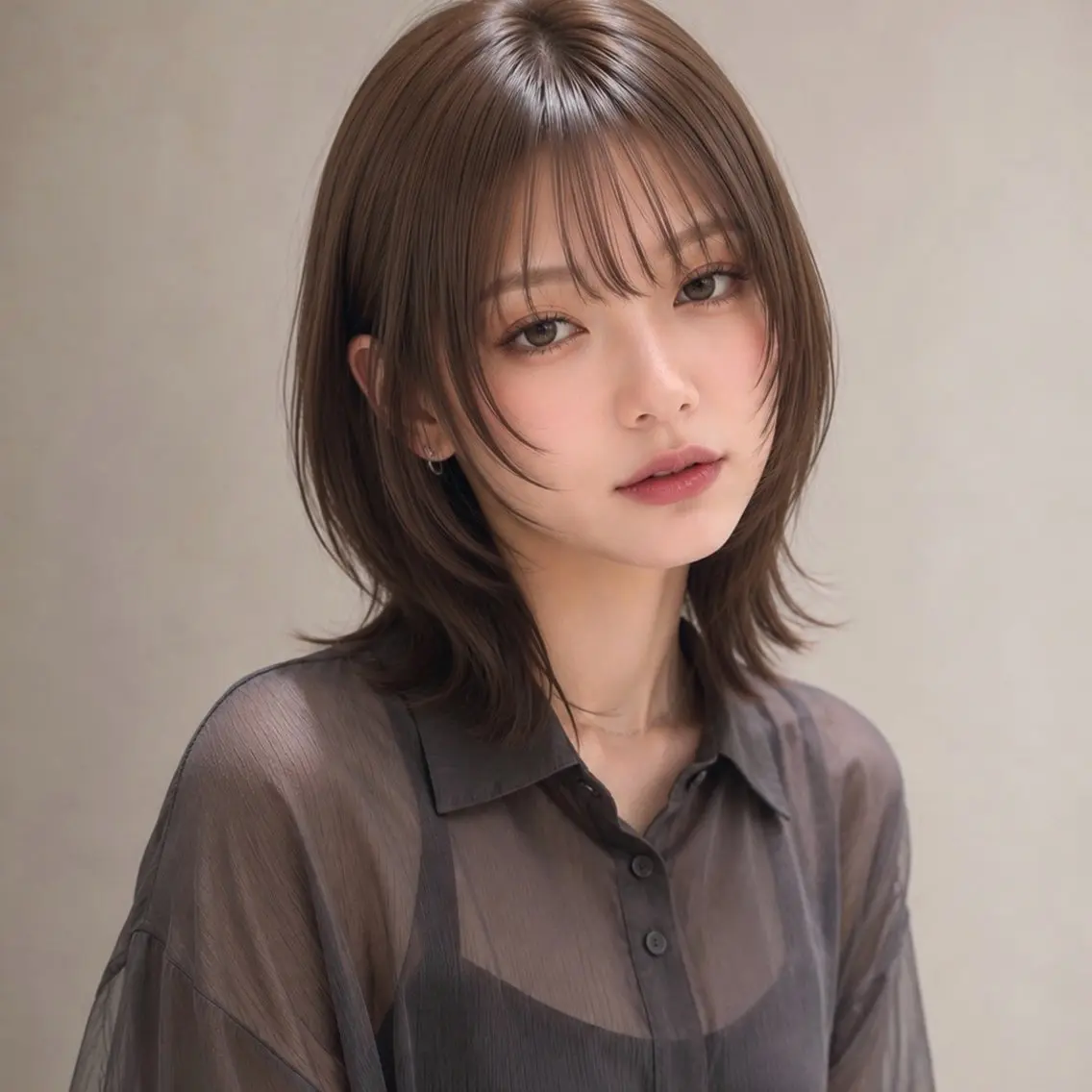 ミディアム カラー パーマ ミディアムレイヤー 顔周りカット レイヤーカット ストレートパーマ カット 縮毛矯正 レイヤー×髪質改善 🌀渋谷 KANAのヘアスタイル