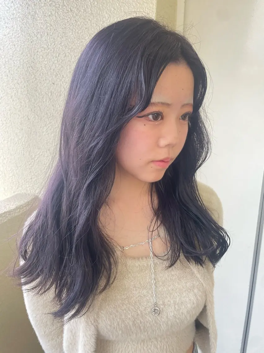 ロング カラー ヘアカラー トリートメント mei|顔まわり ×透明感カラーのヘアスタイル