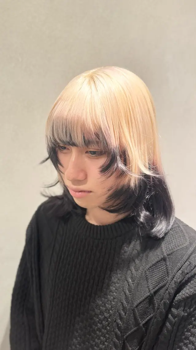 ミディアム カラー 艶カラー👾ブリーチ なし暖色👾ユースケのヘアスタイル