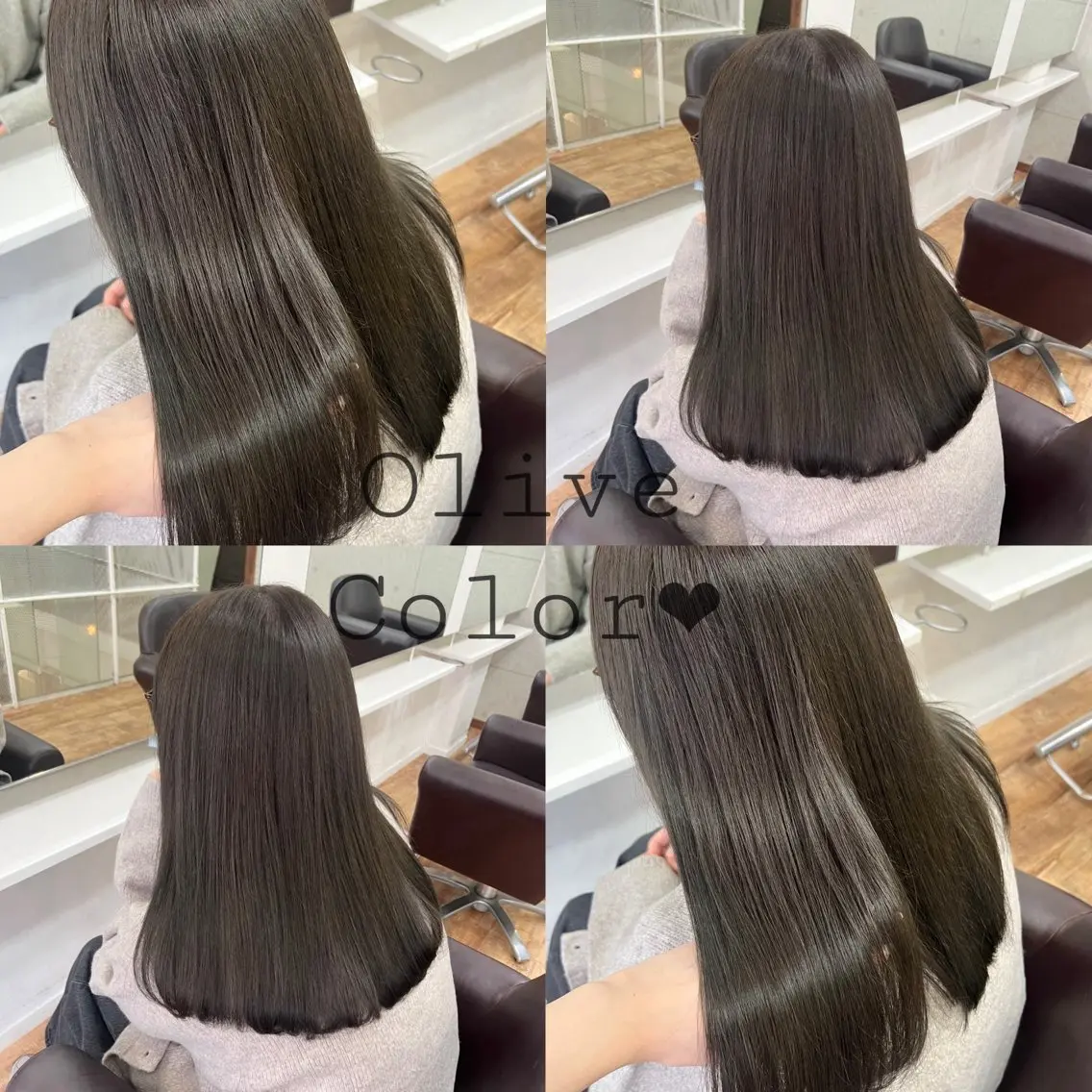 セミロング カラー グレージュ オリーブグレージュ オリーブグレー トリートメント ヘアカラー トリートメント 石野 友唯のヘアスタイル