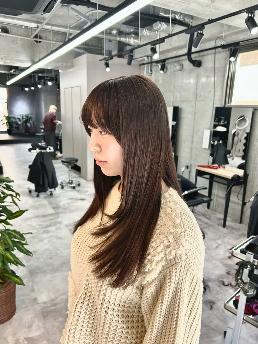 ロング カラー ブラウンカラー レイヤーカット カット OAK溝の口 天使の輪👑YUKIのヘアスタイル