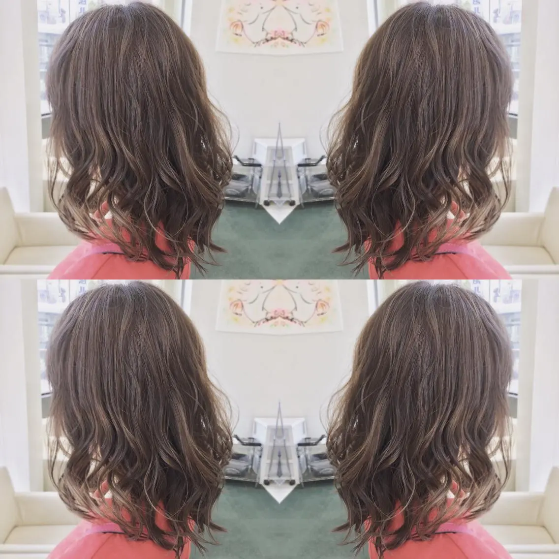ミディアム カラー グレージュ ハイライトカラー イルミナカラー ハイライト カット ヘアカラー ブリーチ/バレイヤ ージュ川端裕司のヘアスタイル