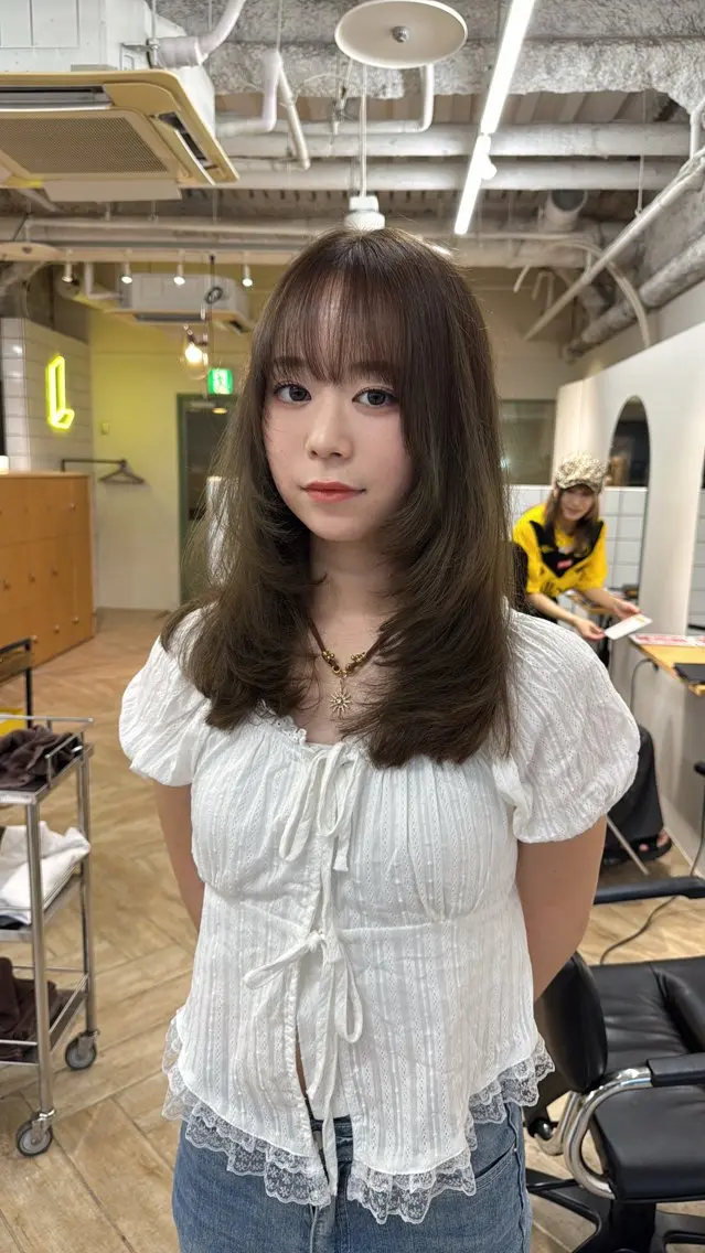 ミディアム カット トリートメント ダブルカラーベージュ 新潟/万代/髙橋魁真のヘアスタイル
