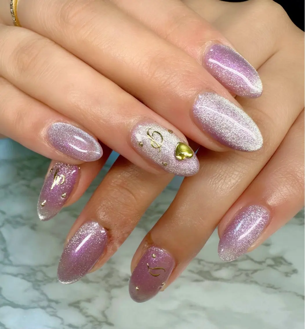ネイル マグネットネイル ニュアンスネイル リボン 春ネイル Mai’s nailのネイルデザイン