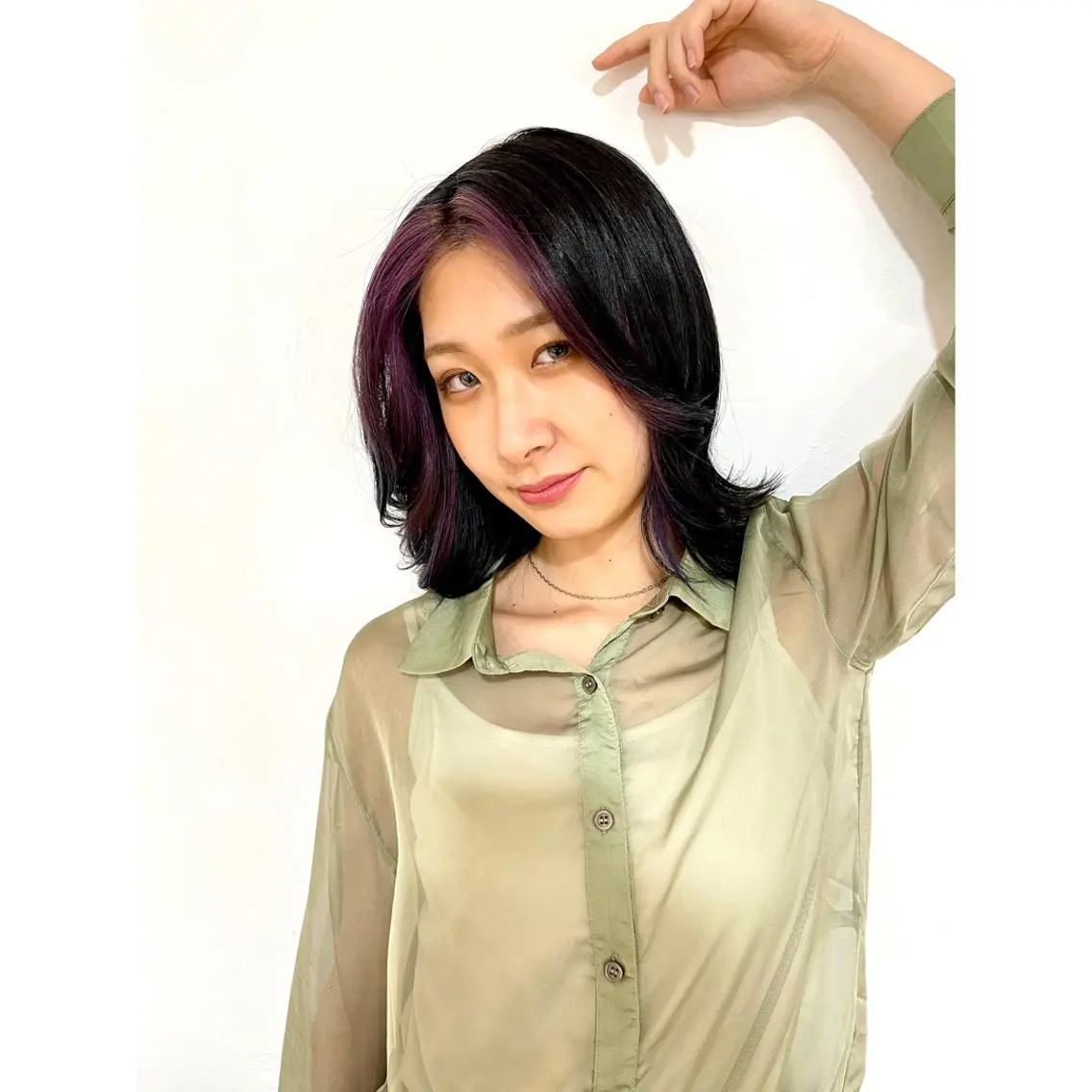 ミディアム カラー ヘアアレンジ ミストバング フェイスフレーミング カット ヘアカラー 🦋エクステ/透明感 カラー🦋宮川莉央のヘアスタイル