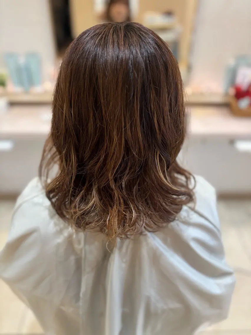ミディアム パーマ 川島 梨菜🌹のヘアスタイル