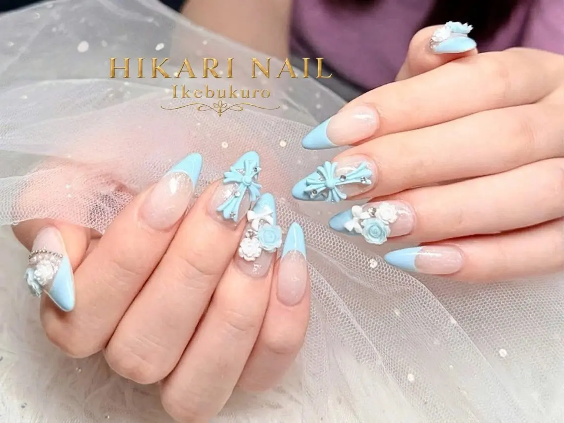 ネイル チークネイル 長さ出し フレンチネイル ガーリー ハロウィン ハンドネイル HikariNail Ikebukuroのネイルデザイン