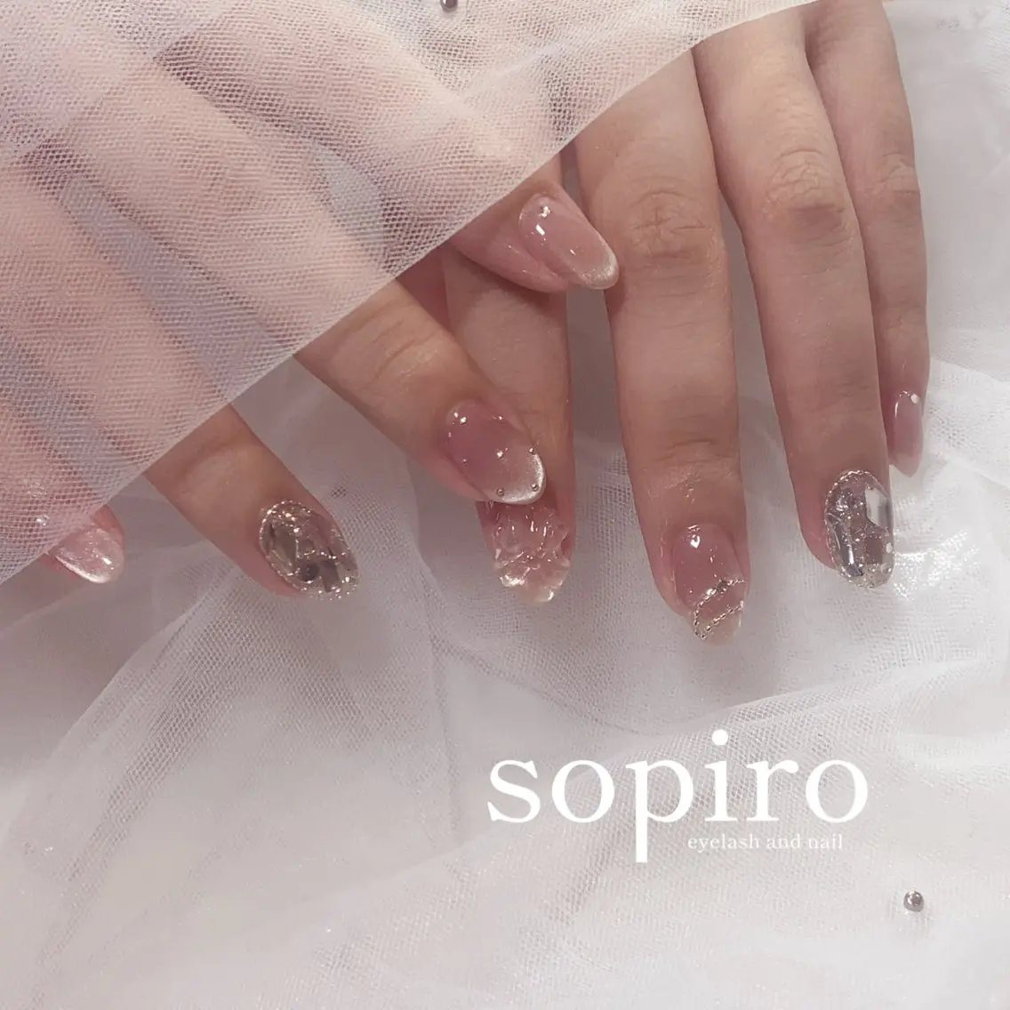 ネイル マグネットネイル ショートネイル ワンホンネイル ハンドネイル sopiro miharuのネイルデザイン