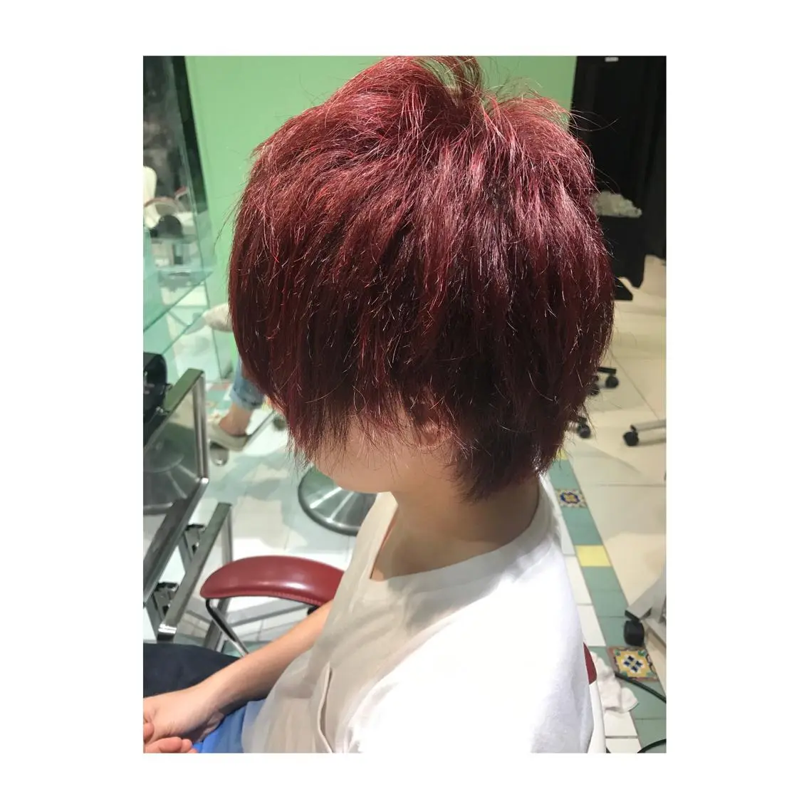 ショート カラー メンズ レッドカラー ルビー 中野 竜介のヘアスタイル